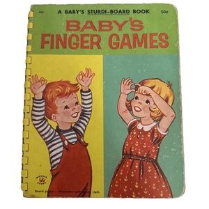 Baby's Finger Games Sturdi-Board‎ Book by WONDER 5501 Yellow Spiral Binding 1959